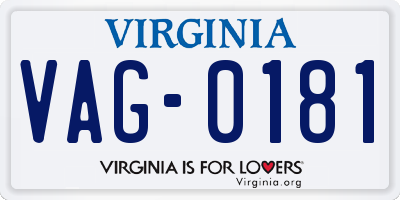 VA license plate VAG0181