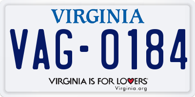 VA license plate VAG0184