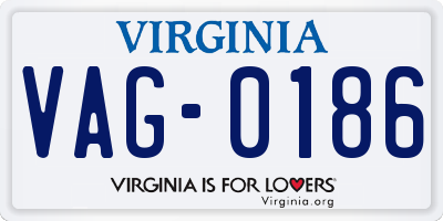VA license plate VAG0186