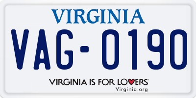 VA license plate VAG0190