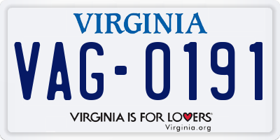 VA license plate VAG0191