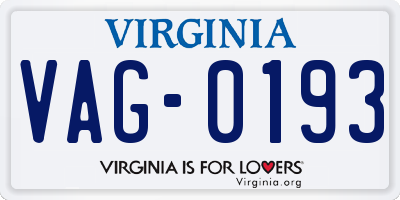 VA license plate VAG0193