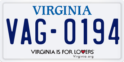 VA license plate VAG0194