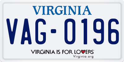 VA license plate VAG0196
