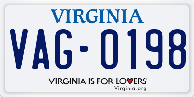 VA license plate VAG0198