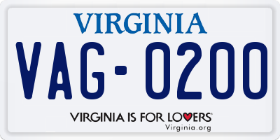 VA license plate VAG0200