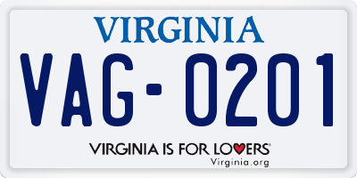 VA license plate VAG0201
