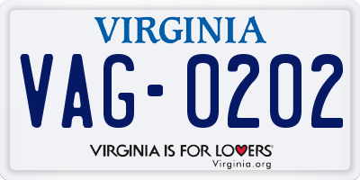 VA license plate VAG0202