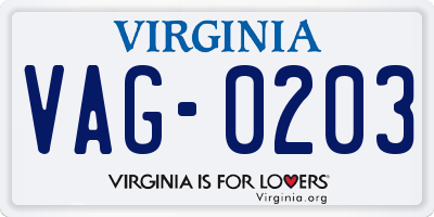 VA license plate VAG0203