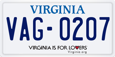 VA license plate VAG0207