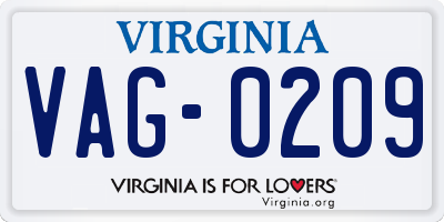 VA license plate VAG0209