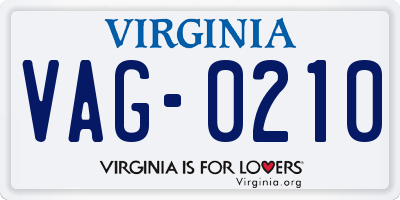VA license plate VAG0210