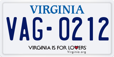 VA license plate VAG0212