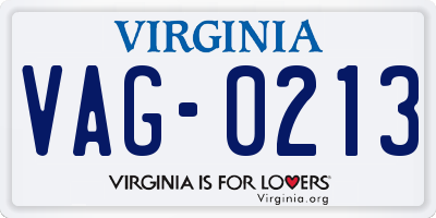 VA license plate VAG0213