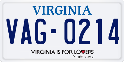 VA license plate VAG0214