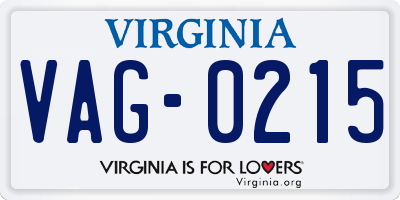 VA license plate VAG0215