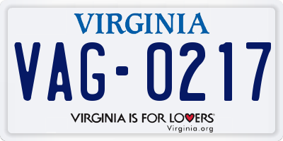 VA license plate VAG0217