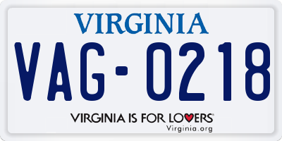 VA license plate VAG0218