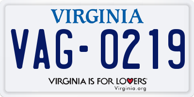 VA license plate VAG0219