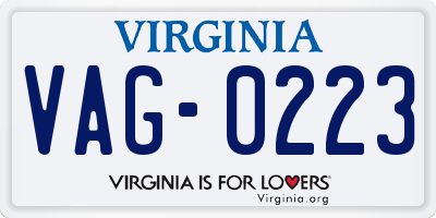 VA license plate VAG0223