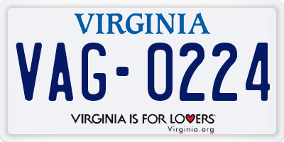 VA license plate VAG0224