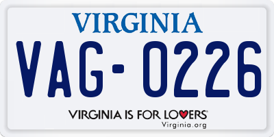 VA license plate VAG0226