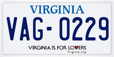 VA license plate VAG0229