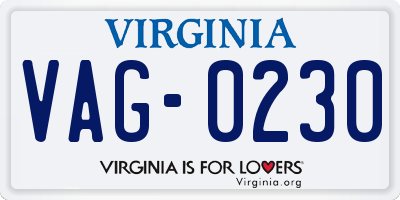 VA license plate VAG0230