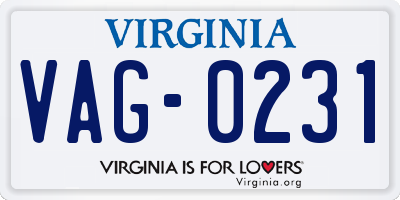 VA license plate VAG0231