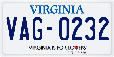 VA license plate VAG0232