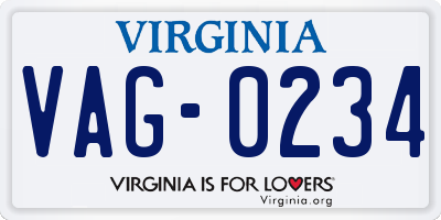 VA license plate VAG0234