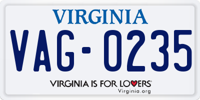 VA license plate VAG0235