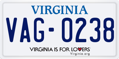 VA license plate VAG0238