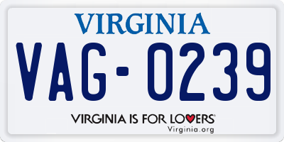 VA license plate VAG0239