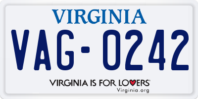 VA license plate VAG0242