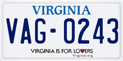 VA license plate VAG0243