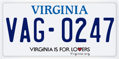 VA license plate VAG0247