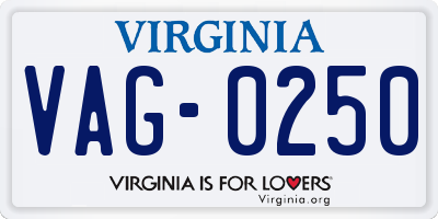 VA license plate VAG0250
