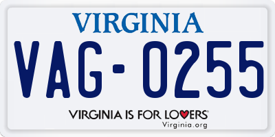 VA license plate VAG0255