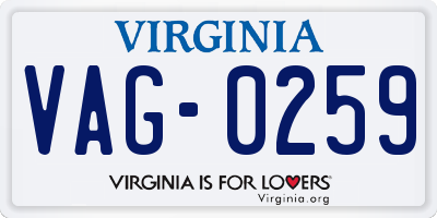 VA license plate VAG0259