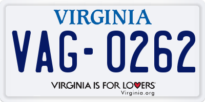 VA license plate VAG0262