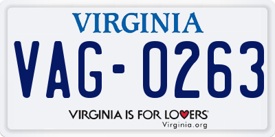 VA license plate VAG0263