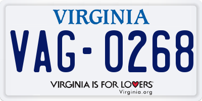 VA license plate VAG0268