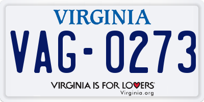 VA license plate VAG0273