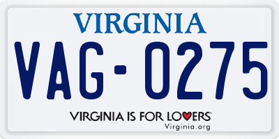 VA license plate VAG0275