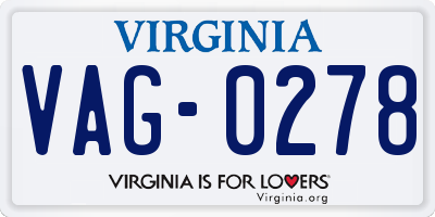 VA license plate VAG0278