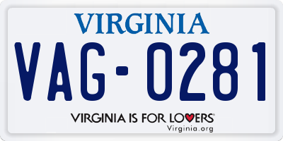 VA license plate VAG0281