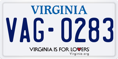VA license plate VAG0283