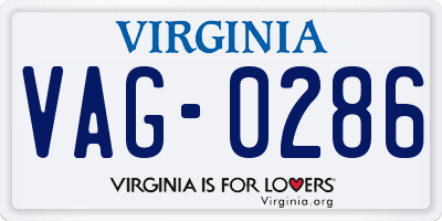VA license plate VAG0286