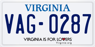 VA license plate VAG0287